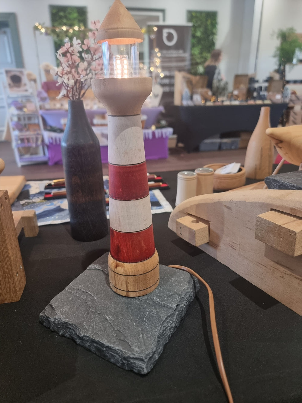 Black Rock Lighthouse – Handcrafted & Dimmable Wooden Lighthouse